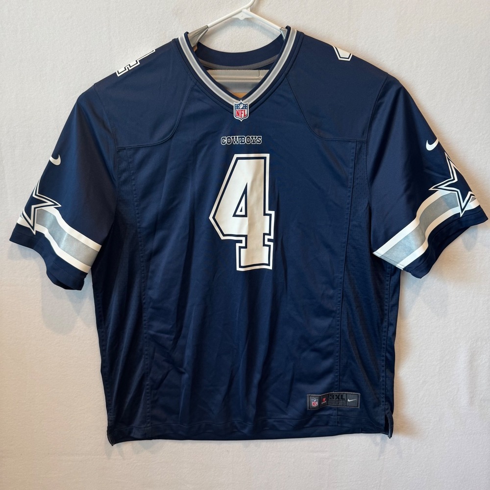Nike Dallas Cowboys Dak Prescott #4 Jersey Mens 3XL Navy Blue NFL On Field